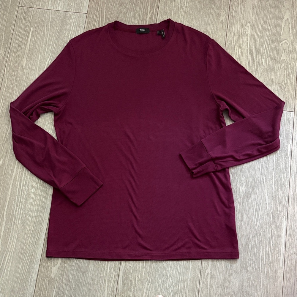 Theory Men's XL Long-Sleeve Shirt in Deep Wine